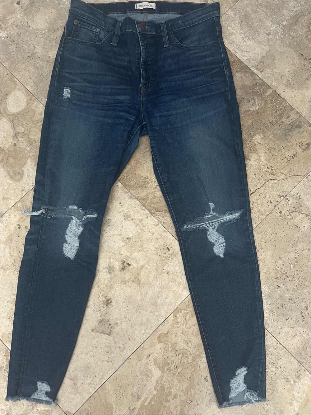 Madewell 9” hi rise skinny jeans distressed style size 32